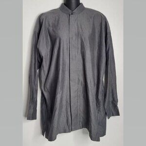 Eskandar Shirt Blouse Sz 1 Gray Long Sleeves Hidden Placket Button Neiman Marcus